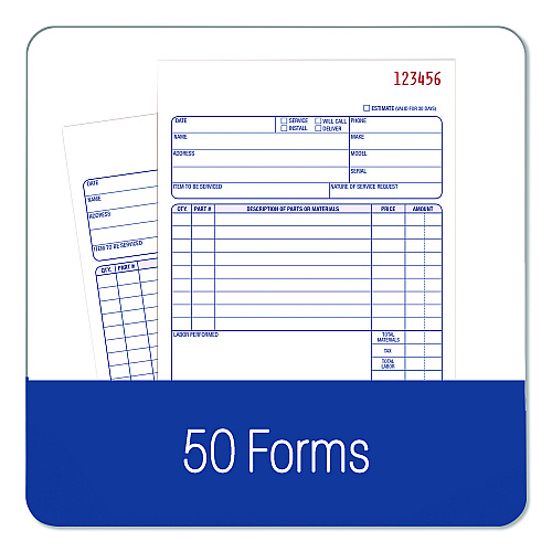 Adams Multipart Repair Order Pad, Two-Part Carbonless, 5.56 x 7.94, 50 Forms Total (D5084)