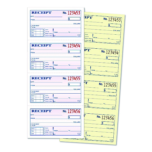 Adams Money/Rent Receipt Book, Two-Part Carbonless, 4.75 x 2.75, 200 Forms Total (DC1152)