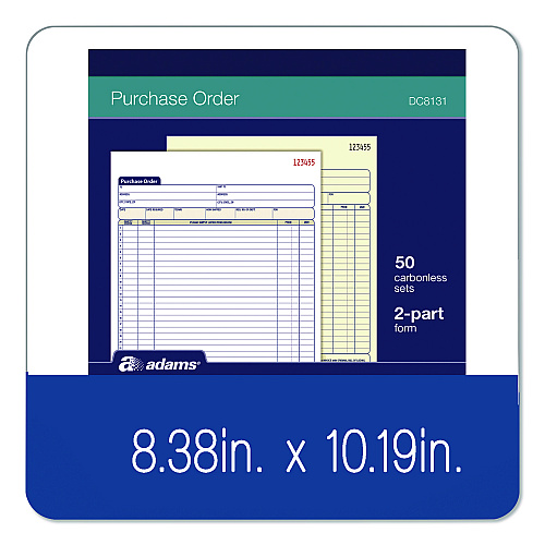 Adams Multipart Purchase Order Pad, Two-Part Carbonless, 8.38 x 10.19, 50 Forms Total (DC8131)