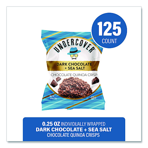 UNDERCOVER Snacks Dark Chocolate and Sea Salt Mini Quinoa Crisps, 0.25 oz Bag, 125/Carton (30700382)