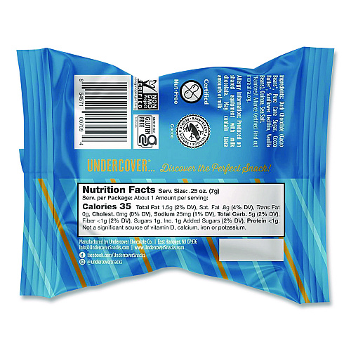 UNDERCOVER Snacks Dark Chocolate and Sea Salt Mini Quinoa Crisps, 0.25 oz Bag, 125/Carton (30700382)