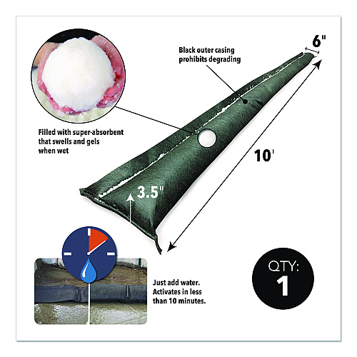 Quick Dam Flood Barriers, 6" x 10 ft x 3.5" (QD6101)