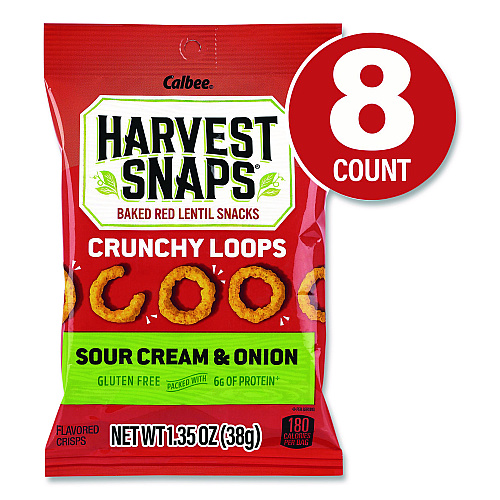 Harvest Snaps Crunchy Loops, Sour Cream and Onion, 1.35 oz Bag, 8/Box (22002516)