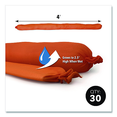 Quick Dam Water Dams, 2.5" x 4 ft x 2.5", Orange, 30/Box (WUB2430)