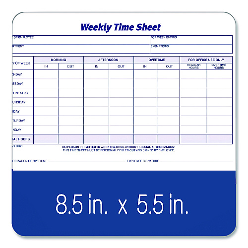 Adams Weekly Time Sheets, Two-Part Carbonless, 8.5 x 5.5, 100 Forms Total (NC9507)