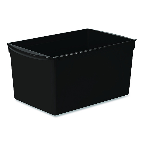 Storex Wide Book Bin, 3.82 gal, 9.2" x 14.5" x 7", Black, 6/Pack (71130U06C)