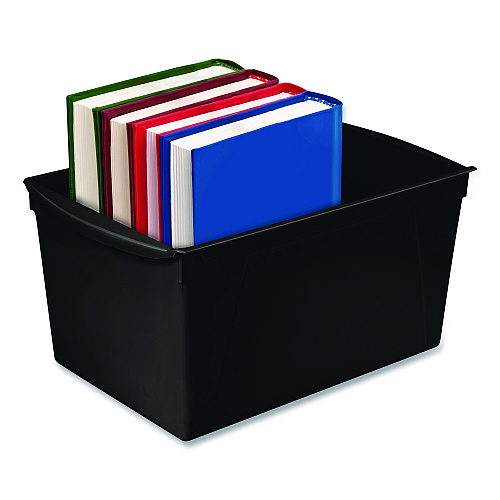 Storex Wide Book Bin, 3.82 gal, 9.2" x 14.5" x 7", Black, 6/Pack (71130U06C)