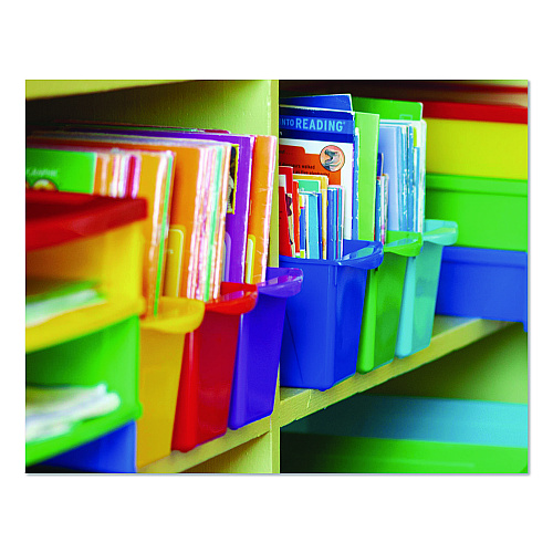 Storex Small Book Bin, 1.5 gal, 4.5" x 11.75" x 8.5", Assorted Bright Colors, 6/Pack (70113U06C)