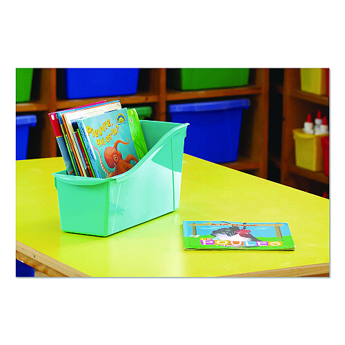 Storex Large Book Bin, 1.8 gal, 5.3" x 14.3" x 7", Assorted Bright Colors, 6/Pack (70110U06C)