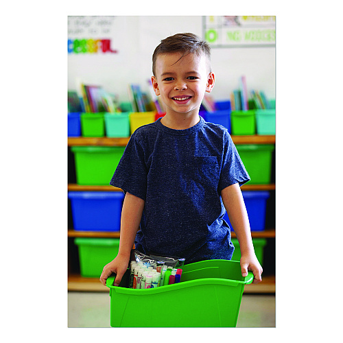 Storex Large Book Bin, 1.8 gal, 5.3" x 14.3" x 7", Assorted Bright Colors, 6/Pack (70110U06C)