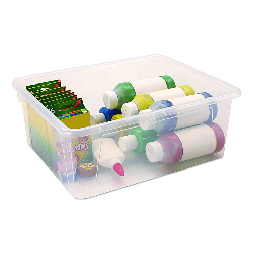 Storex Storage Tray, Deep, 2 gal, 10.65" x 10.65" x 5.2", Clear, 5/Pack (62532U05C)