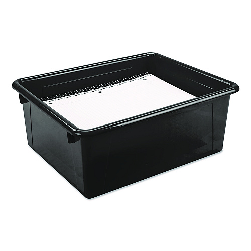 Storex Storage Tray, Deep, 2 gal, 10.65" x 10.65" x 5.2", Black, 5/Pack (62523U05C)