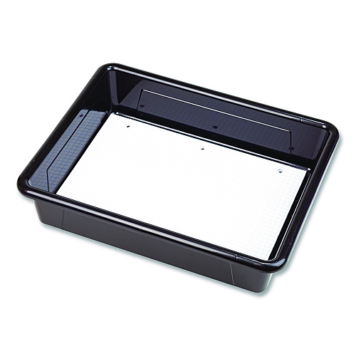Storex Storage Tray, Flat, 102.4 oz, 10.65" x 10.65" x 2.96", Black, 5/Pack (62516U05C)
