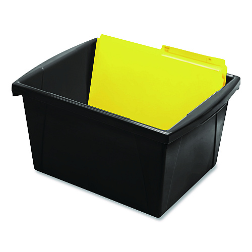 Storex Storage Bin with Lid, 4 gal, 11.25" x 11.25" x 7.87", Black, 6/Pack (61427U06C)