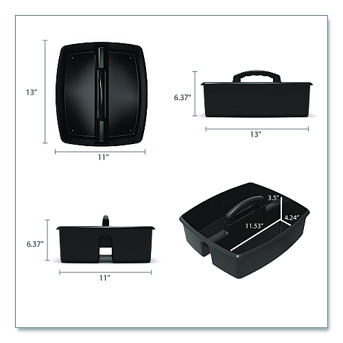 Storex Large Caddy, 13 x 11 x 6.38, Black, 6/Pack (00973E06C)