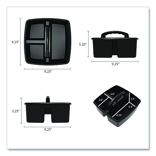 Storex Small Caddy, 9.25 x 9.25 x 12, Black, 6/Pack (00972E06C)