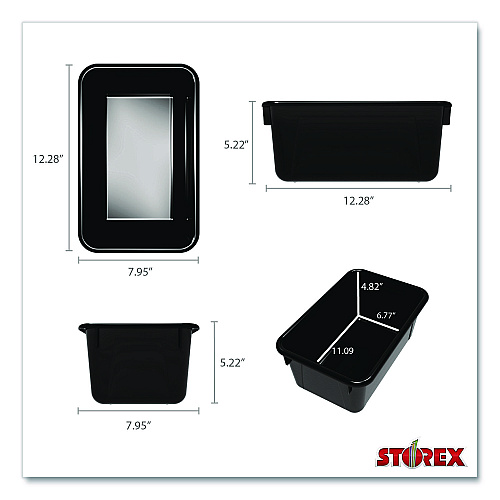 Storex Cubby Bin, Neutral Tones, 1.8 gal, 7.8" x 12.09" x 5.18", Black, 5/Pack (62466E05C)