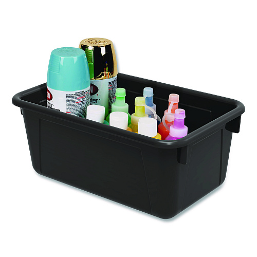 Storex Cubby Bin, Neutral Tones, 1.8 gal, 7.8" x 12.09" x 5.18", Black, 5/Pack (62466E05C)