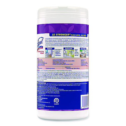 Lysol&reg; Disinfecting Wipes, 7 x 7.25, Lavender, White, 80 Wipes, 6 Canisters (56264CT)