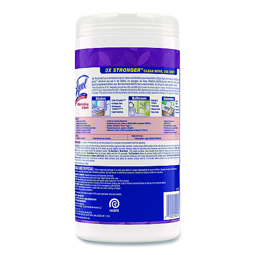 Lysol&reg; Disinfecting Wipes, 1-Ply, 7 x 7.25, Lavender and Cotton Blossom, White, 80 Wipes/Canister (56264EA)