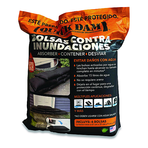 Quick Dam Flood Bags, 12" x 24" x 3.5", 6 Bags/Pack (QD12246ES)