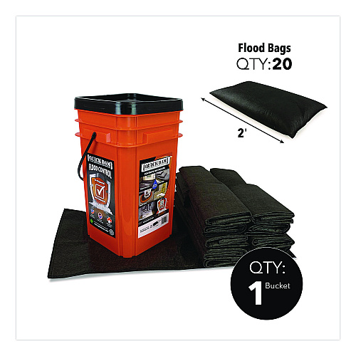 Quick Dam Outdoor Grab and Go Bucket Kit, (1) Bucket, (20) Flood Bags (QDGGFB20)