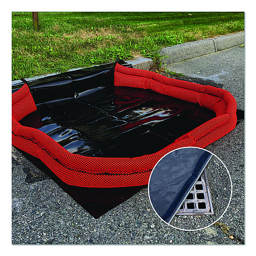 Quick Dam Outdoor Grab and Go Bucket Kit, (4) Hi-Vis 10 ft Flood Barriers (QDGG104HV)