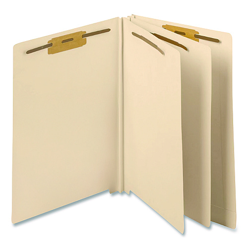 Medical Arts Press Heavy-Duty End Tab Classification Folders, 3" Expansion, 2 Dividers, 6 Fasteners, Letter Size, Manila, 15/Box (35483)