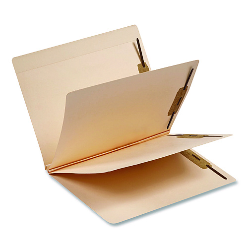 Medical Arts Press Heavy-Duty End Tab Classification Folders, 3" Expansion, 2 Dividers, 6 Fasteners, Letter Size, Manila, 15/Box (35483)