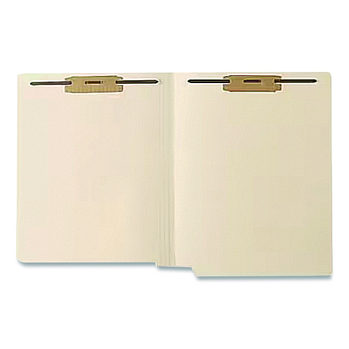 Medical Arts Press Heavy-Duty Poly-Reinforced End Tab Fastener Folders, 0.75" Expansion, 2 Fasteners, Letter Size, Manila Exterior, 50/Box (52415)