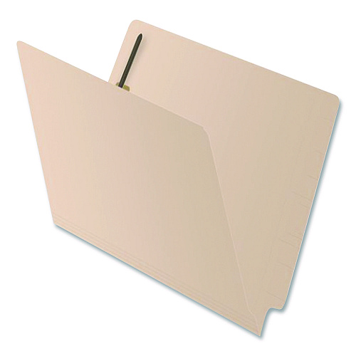 Medical Arts Press Heavy-Duty Poly-Reinforced End Tab Fastener Folders, 0.75" Expansion, 2 Fasteners, Letter Size, Manila Exterior, 50/Box (52415)