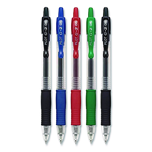 Pilot G2 Premium Gel Pen, Retractable, Extra-Fine 0.5 mm, Assorted Ink and Barrel Colors, 5/Pack (31300)
