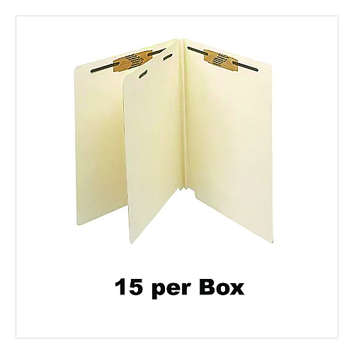 Medical Arts Press Heavy-Duty End Tab Classification Folders, 2" Expansion, 1 Divider, 4 Fasteners, Letter Size, Manila, 25/Box (35482)