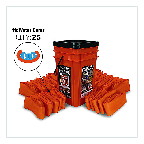 Quick Dam Indoor Bucket Kit, (1) Bucket, (25) 4 ft Water Dams (WUGG425)