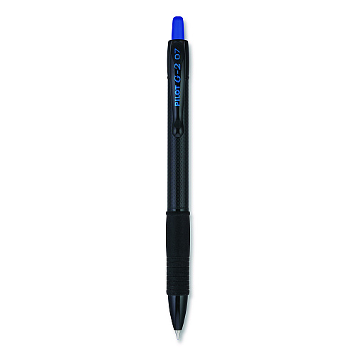 G2 Edge Premium Gel Roller Pen, Retractable, Fine 0.7 mm, Blue Ink, Black/Blue Barrel, Dozen