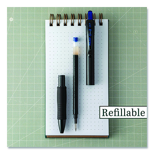 G2 Edge Premium Gel Roller Pen, Retractable, Fine 0.7 mm, Blue Ink, Black/Blue Barrel, Dozen