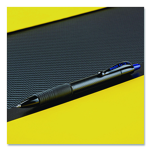 G2 Edge Premium Gel Roller Pen, Retractable, Fine 0.7 mm, Blue Ink, Black/Blue Barrel, Dozen