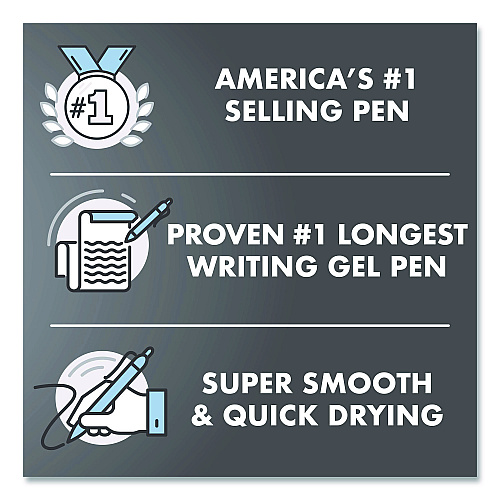 G2 Edge Premium Gel Roller Pen, Retractable, Fine 0.7 mm, Blue Ink, Black/Blue Barrel, Dozen