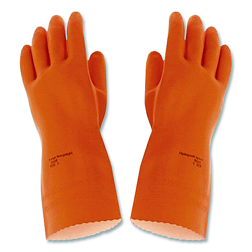 Ansell Alphatech 87-208 Heavyweight Gloves, Large, Orange, 144 Pairs/Carton (2089CT)