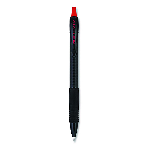 G2 Edge Premium Gel Roller Pen, Retractable, Fine 0.7 mm, Red Ink, Black/Red Barrel, Dozen