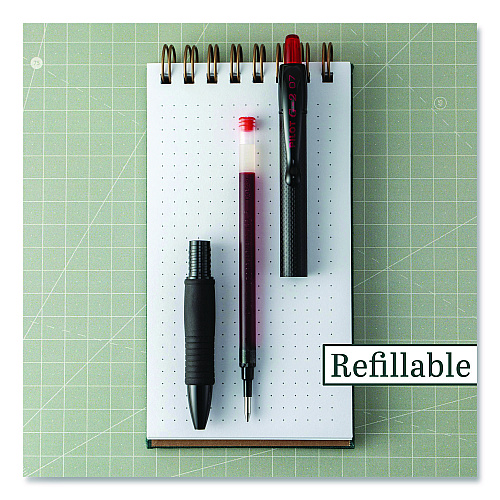 G2 Edge Premium Gel Roller Pen, Retractable, Fine 0.7 mm, Red Ink, Black/Red Barrel, Dozen