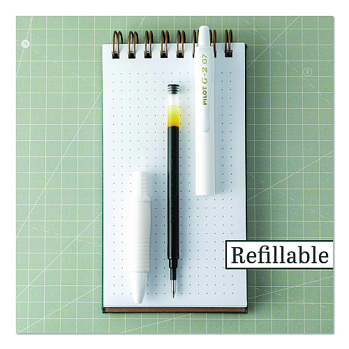 G2 Edge Premium Gel Roller Pen, Retractable, Fine 0.7 mm, Black Ink, White Barrel, Dozen