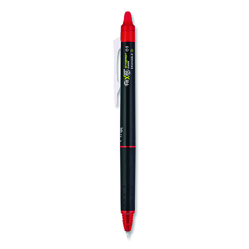 Frixion Synergy Clicker Erasable Gel Pen, Retractable, Extra Fine 0.5 mm, Red Ink, Black/Red Barrel, Dozen