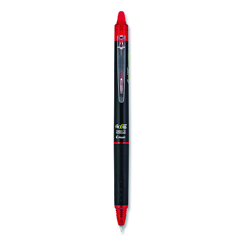 Frixion Synergy Clicker Erasable Gel Pen, Retractable, Extra Fine 0.5 mm, Red Ink, Black/Red Barrel, Dozen