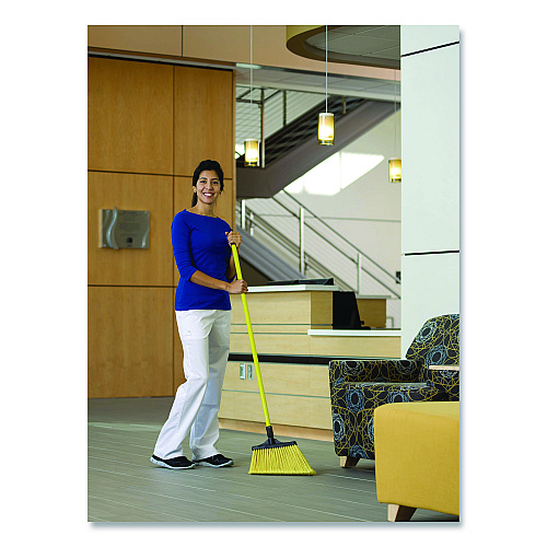 Nexstep Commercial Products MaxiSweep Angle Broom With Fiberglass Handle, 57" Overall Length, Yellow/Black (91355)