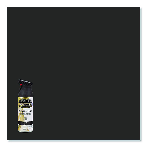 Rust-Oleum Universal Premium Spray Paint, Flat Black, 12 oz Aerosol Can, 6/Carton (245198)