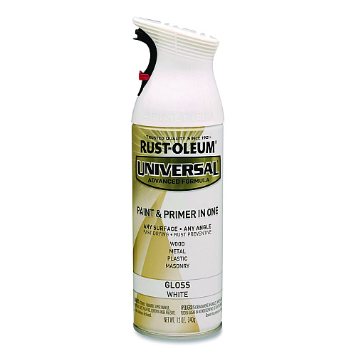 Rust-Oleum Universal Premium Spray Paint, Gloss White, 12 oz Aerosol Can, 6/Carton (245199)