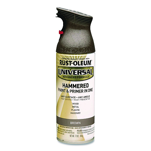 Rust-Oleum Universal Premium Spray Paint, Hammer Brown, 12 oz Aerosol Can, 6/Carton (245218)