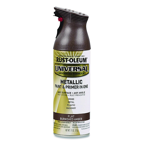 Rust-Oleum Universal Premium Spray Paint, Flat Amber, 12 oz Aerosol Can, 6/Carton (271472)