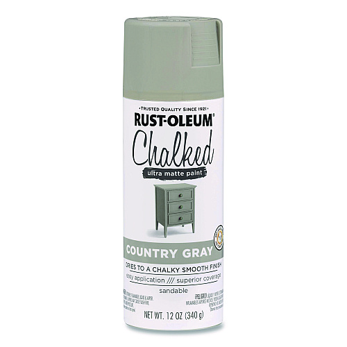 Rust-Oleum Ultra Matte Chalked Paint, Matte Country Gray, 12 oz Aerosol Can, 6/Carton (302593)